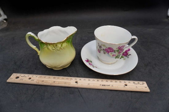Floral Creamer, Lingnan Cup & Saucer