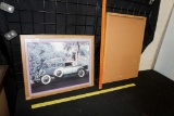 Framed Car Picture & Cork Board
