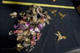Metal Floral Flower Decoration & Hummingbird Stakes
