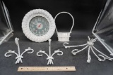 Clock, White Metal Wall Decorations (4)
