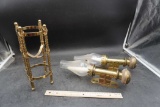 Metal Stand & 2 Wall Sconce Lights