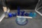 Blue Glass Bowl, Dishes, Candle Holder, Vase, Carnival Glass Plate