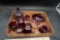 Ruby Red Glass Decanters, Candle Holders, Candy Dishes