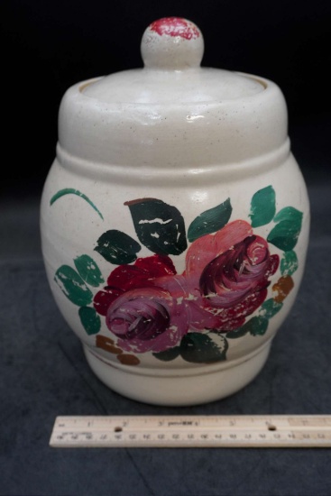 Stoneware Flower Cookie Jar