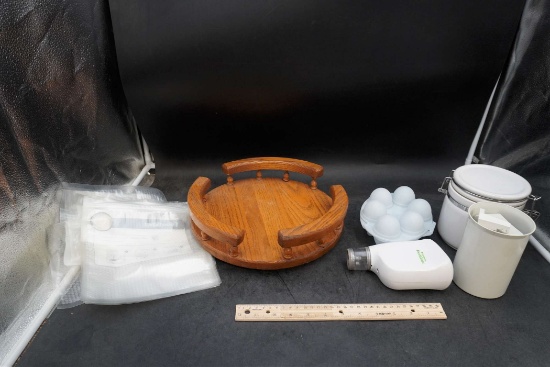 Jello Mold, Kitchen Canister, Wooden Stand, Food Saver Bags