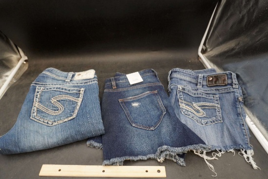 Time And True Shorts (Size 2), Silver Jeans (Size 34X32) & Silver Shorts (Size 30)