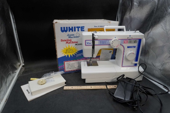 White Jeans Machine Sewing Machine