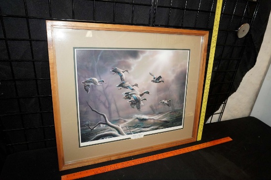 Framed "Mallard Migration" November On Lake Thompson Signed By John C. Green 109/400