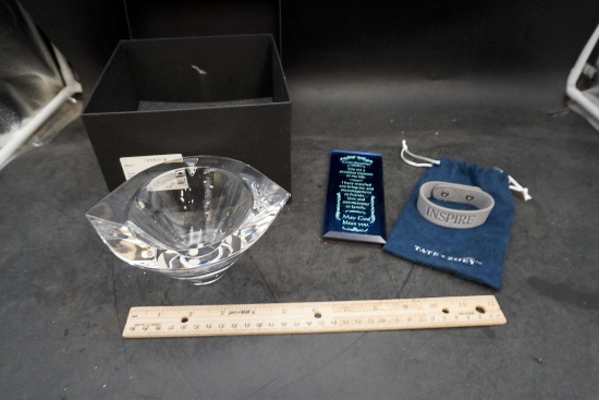 Orrefors Bowl & "Inspire" Bracelet & Grandmother Sign