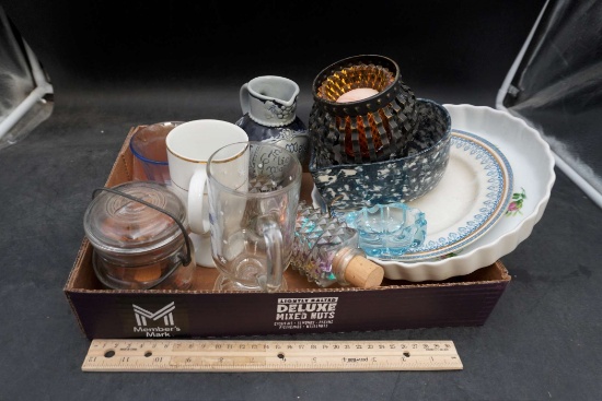 Jar, Glasses, Candle Holders, Plates, Pie Plate