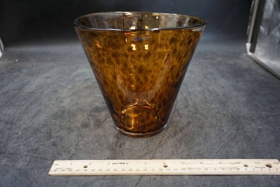 Hand Blown Tortoise Shell Amber Glass Vase