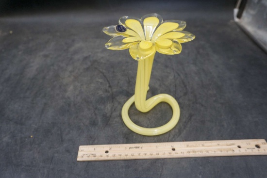 Lavorazione Arte Murano Yellow Art Glass Flower