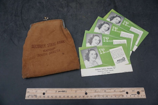 Security State Bank Madison South Dakota Coin Bag & Cards