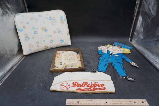 Seat Back, Framed Saying, Dr. Pepper Hat, Campbell'S Express Time Table