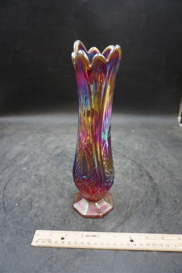 Indiana Sunset Carnival Glass Swung Vase