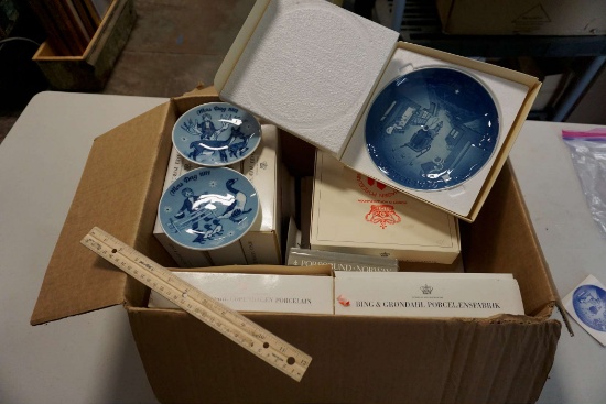 Painted Blue & White Porcelain Plates
