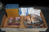 Reading Glasses, Wooden Box, Mad Dasher Panchos & Terry Redlin Plate