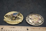 2 Belt Buckles - South Dakota World War I I Memorial & Loyal Order Of Moose