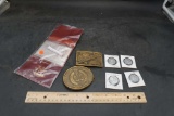 Grain Belt Billfold (Vintage, Unused), Ag Belt Buckles & Tokens