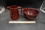 Ar-Crest Stoneware Bowl & Pitcher (W/ Legs Inside)
