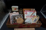Roi-Tan Cigar Box, Dishes, Small Toilet, Jar, Basket, Wooden Basket W/ Small Pieces