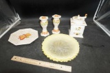 Bella Casa Leaf Candlesticks, Plates & Coffee Grinder, Tree Plates