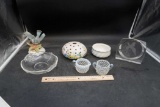 Glass Bowl, Hobnail Cream & Sugar, Blue Jay Figurine/Bowl, Glass Pheasant, Bowl