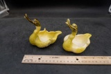 2 - Green/Yellow Bird Planters