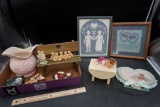 Pitcher, Wooden Bench & Table, Figurines, Pictures