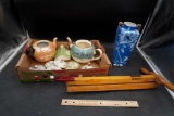 Taylor Tot, Teapots, Lids, Blue Flower Vase