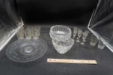Glass Bowls, Stemmed Glasses, Platter & Cups