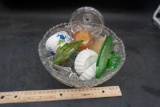Glass Bowl W/ Dishes & Lids