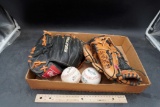 2 Baseball Gloves (Rawlings & Mizuna) & 2 Baseballs