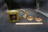 Boyds Bears Figurine, Brass Duck, 2 Dried Flower Art