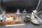 Piggy Bank, Glass Bottles, Creamer, Bowl, Figurines, Napkin Rings