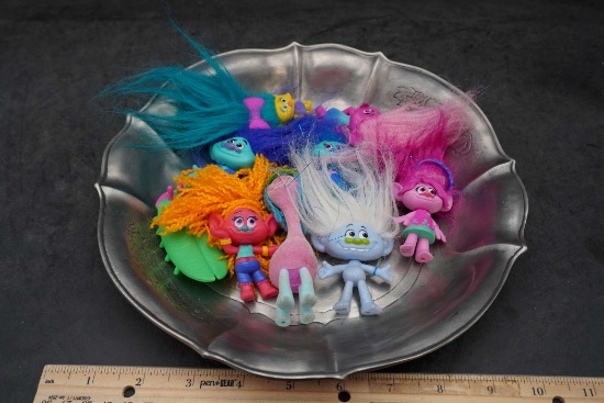 Metal Dish W/ Troll Figurines