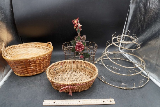 Baskets, Metal Napkin Holder & Metal Swirl Piece
