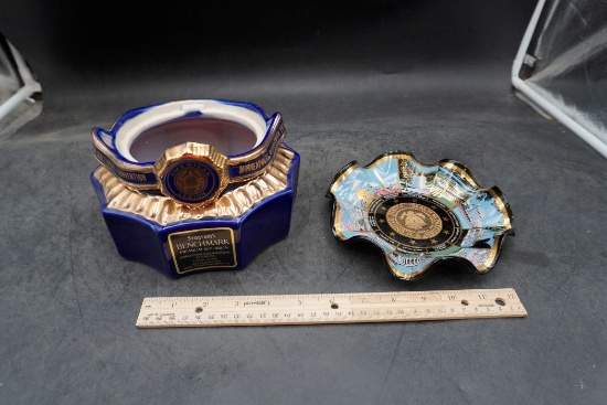 Seagram'S Benchmark Bourbon Decanter & Seal Of The President Ruffle Ashtray?