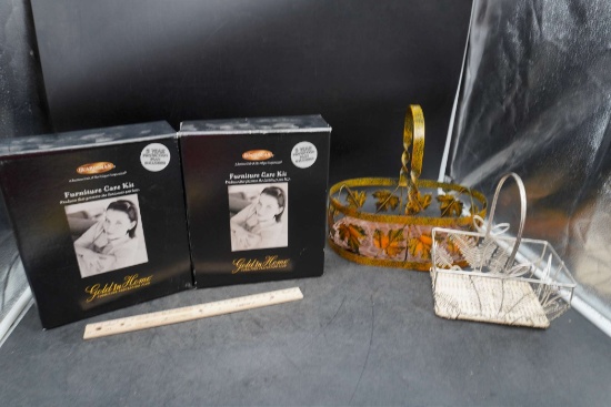 2 Furniture Care Kits & 2 Metal Baskets