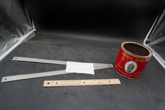 Lake Benton, M.N. Aluminum Yardstick Advertising Piece & Prince Albert Tin