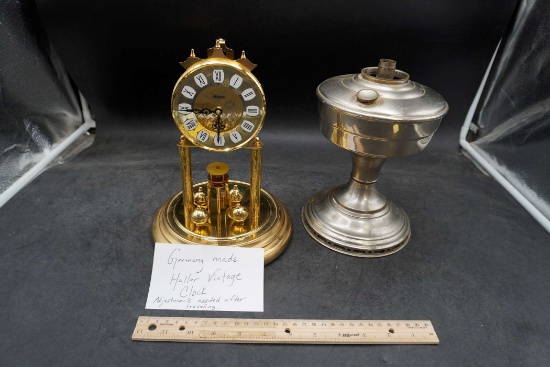Germany Made Haller Vintage Clock (Adjustments Needed After Traveling), Oil Lamp