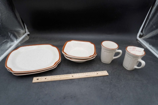 1970'S-80'S Dinner Plate, Soup Bowls & Coffee Cups
