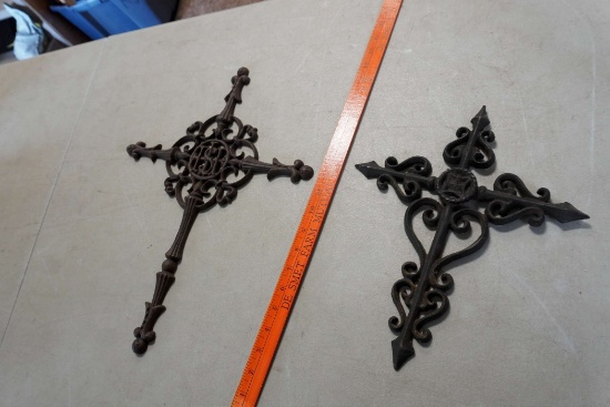 2 - Cast Iron Wall Decorative Crosses