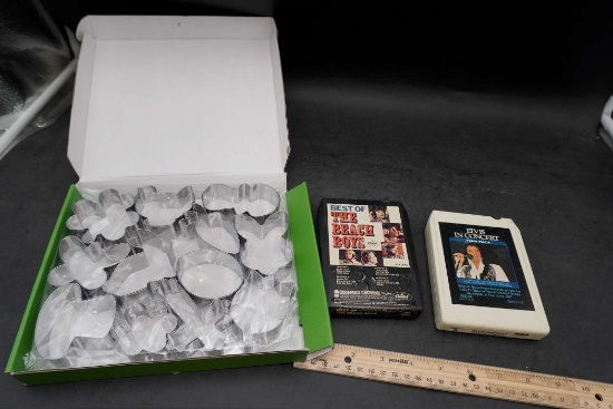 2 Eight Track Cartridges & Cookie Cutters