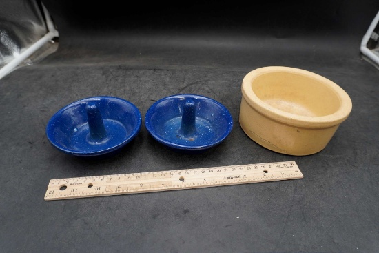 Stone Bowl & 2 Ring Holders