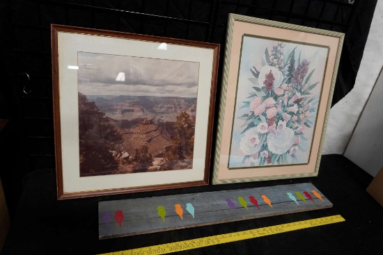 3 Pictures/Decor - Bird On Wire, Flowers & Grand Canyon
