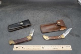 2 - Old Folding Knives W/ Sheath Belt Clips