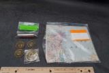 Dec. 1945 Map Of Asia, Vintage Tire Tester, Tokens