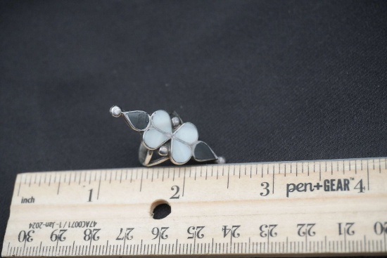 Sterling Silver Mother Of Pearl Onyx Ring