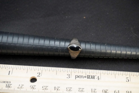 Sterling Silver Ring W/ Black Stone